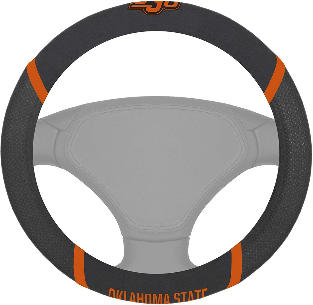 Oklahoma State Cowboys Steering Wheel Cover Embroidered Black 15 Inch University