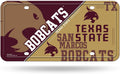 Texas State University Bobcats Metal Auto Tag License Plate, Split Design, 12x6 Inch