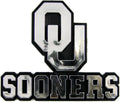 University of Oklahoma Sooners Silver Chrome Color Auto Emblem Molded Raised Adhesive Tape Backing
