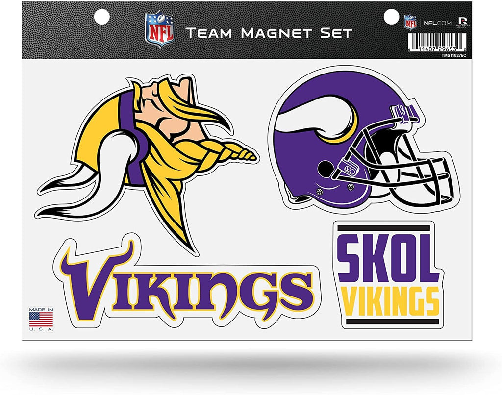 Rico Industries NFL Minnesota Vikings 8.5" x 11" Team Magnet Set for Car, Refrigerator, Fridge, Locker, Office Cabinet
