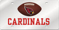 Arizona Cardinals Premium Laser Cut Tag License Plate, Football, Mirrored Acrylic Inlaid, 6x12 Inch