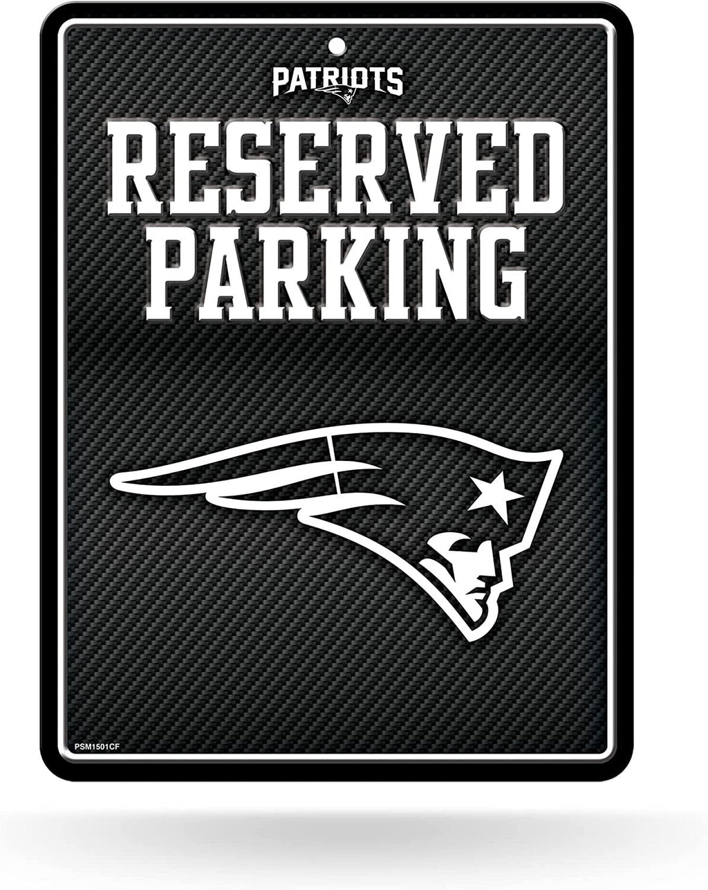 New England Patriots Metal Parking Novelty Wall Sign 8.5 x 11 Inch Carbon Fiber Design