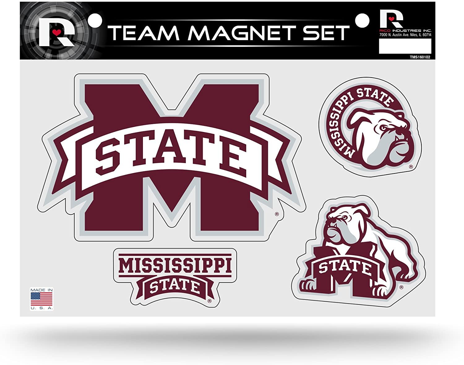 Mississippi State University Bulldogs Multi Magnet Sheet Shape Cut 8x11 Inch