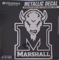 Marshall University Thundering Herd 12 Inch Decal Sticker, Metallic Chrome Shimmer Design