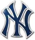 New York Yankees Auto Emblem, Aluminum Metal, Embossed Team Color, Raised Decal Sticker, Full Adhesive Backing