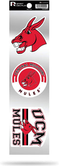 Central Missouri Mules UCM Triple Retro Throwback Spirit Decals Flat Vinyl Auto Home Sticker Sheet University of