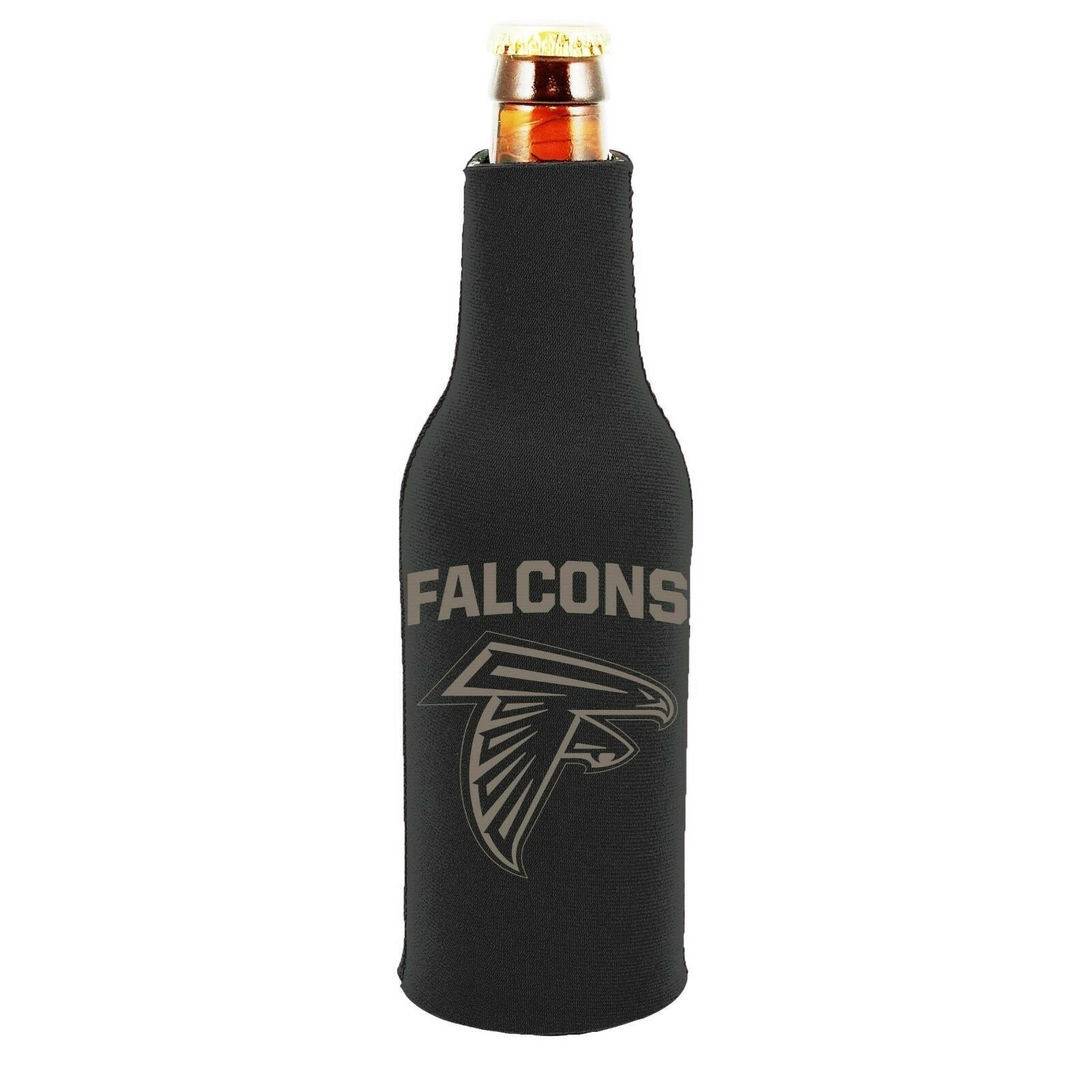 Atlanta Falcons 2-PACK Zipper BOTTLE Tonal Black Koozie Neoprene Holder Football