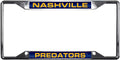 Nashville Predators Chrome Metal License Plate Frame Tag Cover, Laser Acrylic Mirrored Inserts, EZ View, 12x6 Inch