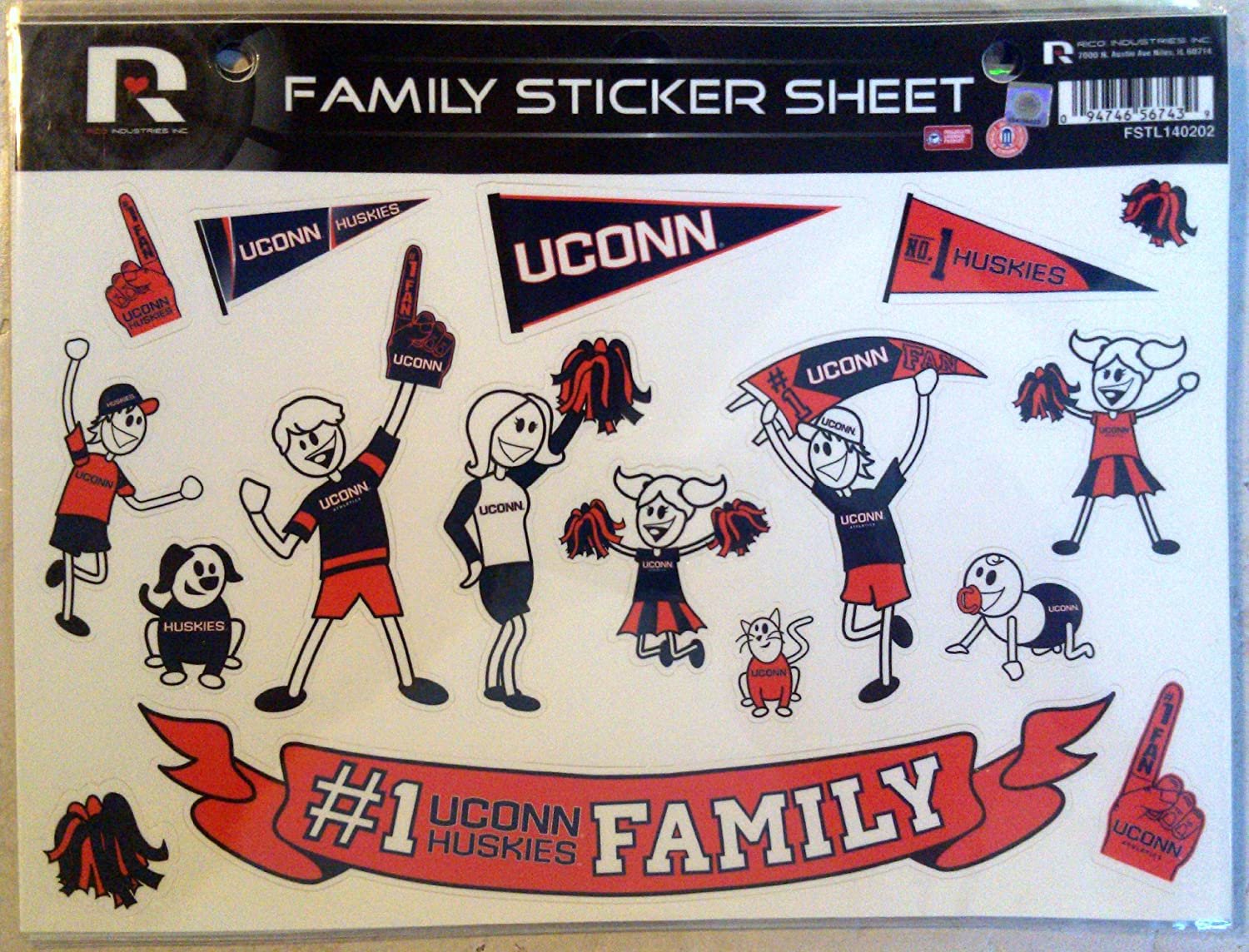 UConn Huskies NEW LOGO Family Spirit Window Stickers Decal University of Connecticut
