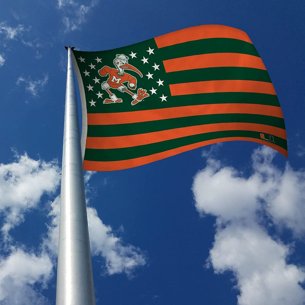University of Miami Hurricanes Premium 3x5 Feet Flag Banner Country Design Metal Grommets Outdoor Indoor