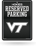 Virginia Tech University Hokies Metal Parking Novelty Wall Sign 8.5 x 11 Inch Carbon Fiber Design