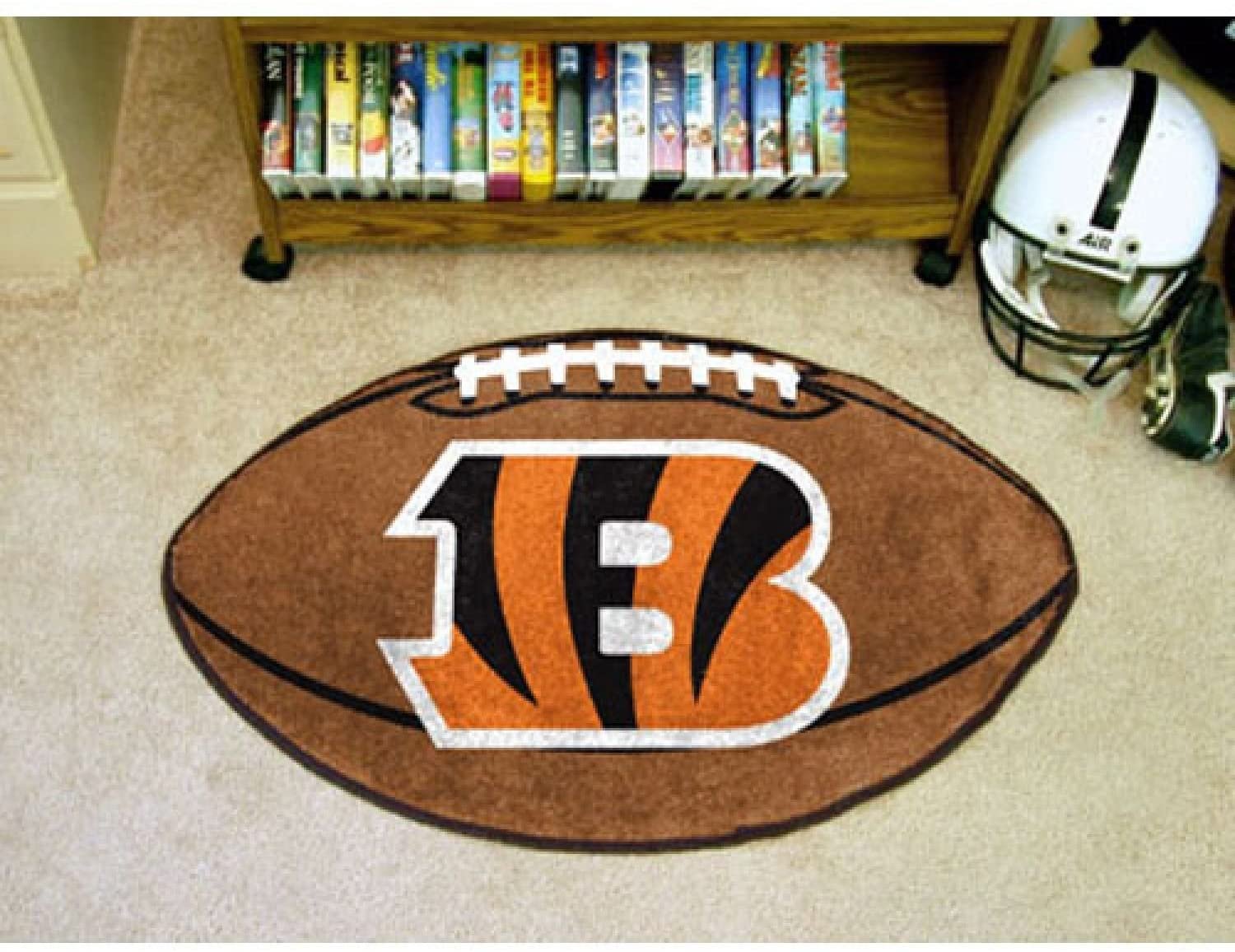 Cincinnati Bengals Floor Mat Area Rug, 20x32 Inch, Non-Skid Backing, Football Design