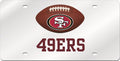San Francisco 49ers Premium Laser Cut Tag License Plate, Football, Mirrored Acrylic Inlaid, 12x6 Inch
