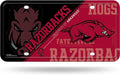 University of Arkansas Razorbacks Metal Tag Auto License Plate Split Design 6x12 Inch