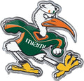 University of Miami Hurricanes Aluminum Metal Embossed Auto Emblem Alternate Logo Design