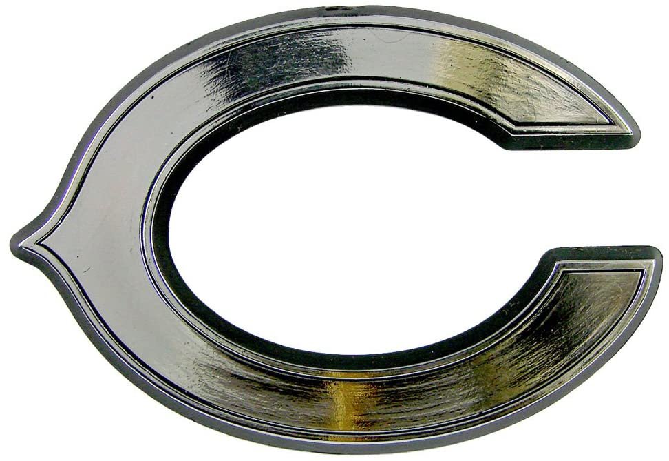 Chicago Bears Auto Emblem, Plastic Molded, Silver Chrome Color, Raised 3D Effect, Adhesive Backing