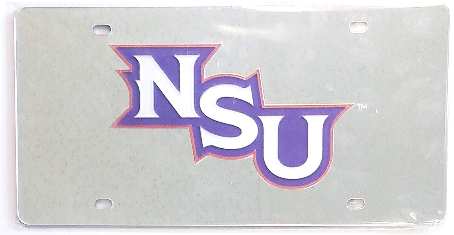 Northwestern State University Demons Premium Laser Cut Tag License Plate, Mirrored Acrylic Inlaid, 6x12 Inch