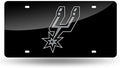 San Antonio Spurs Premium Laser Cut Tag License Plate, Black Mirrored Acrylic Inlaid, 12x6 Inch
