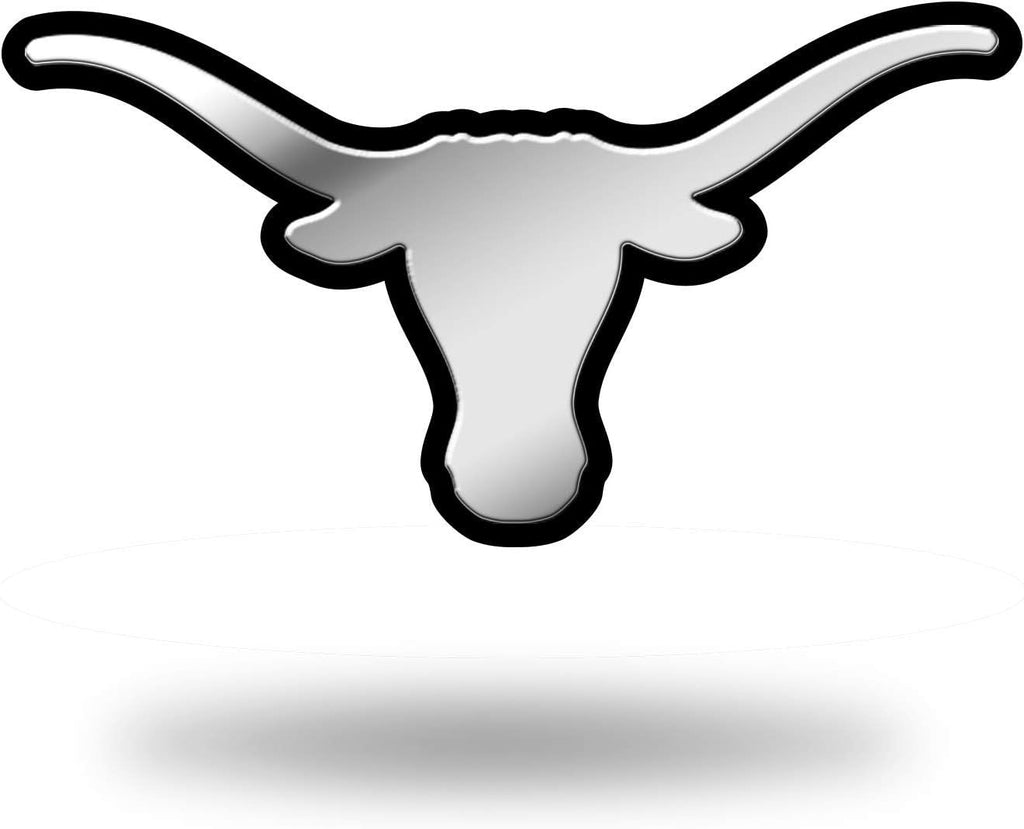 University of Texas Longhorns Auto Emblem, Silver Chrome Color, Raised Molded Plastic, Adhesive Tape Backing
