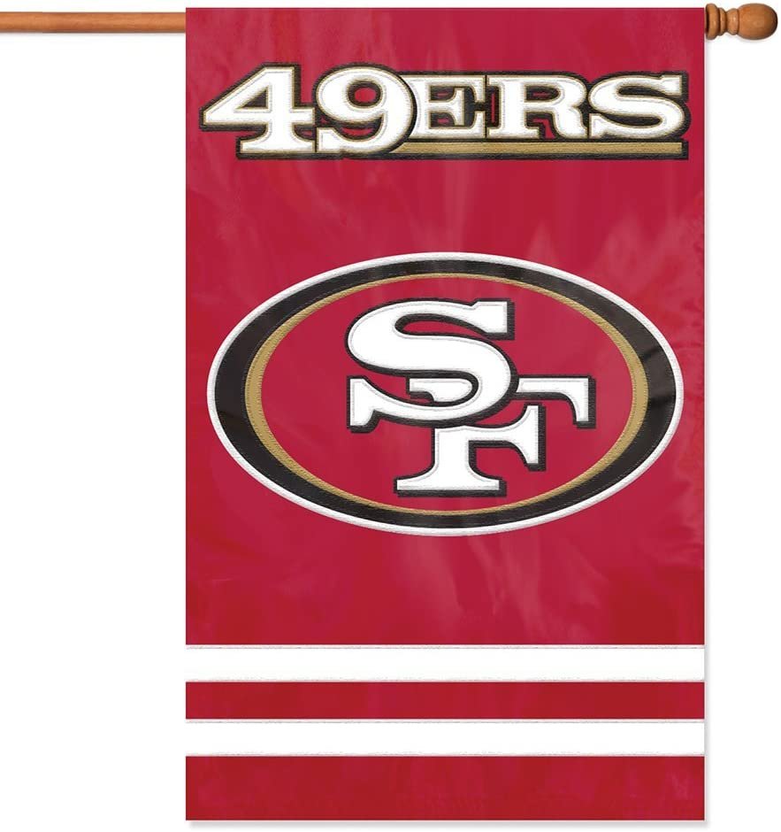 San Francisco 49ers Banner Flag Premium Double Sided Embroidered Applique 28x44 Inch
