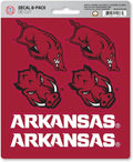 University of Arkansas Razorbacks 6-Piece Decal Sticker Set, 5x6 Inch Sheet, Gift for football fans for any hard surfaces around home, automotive, personal items