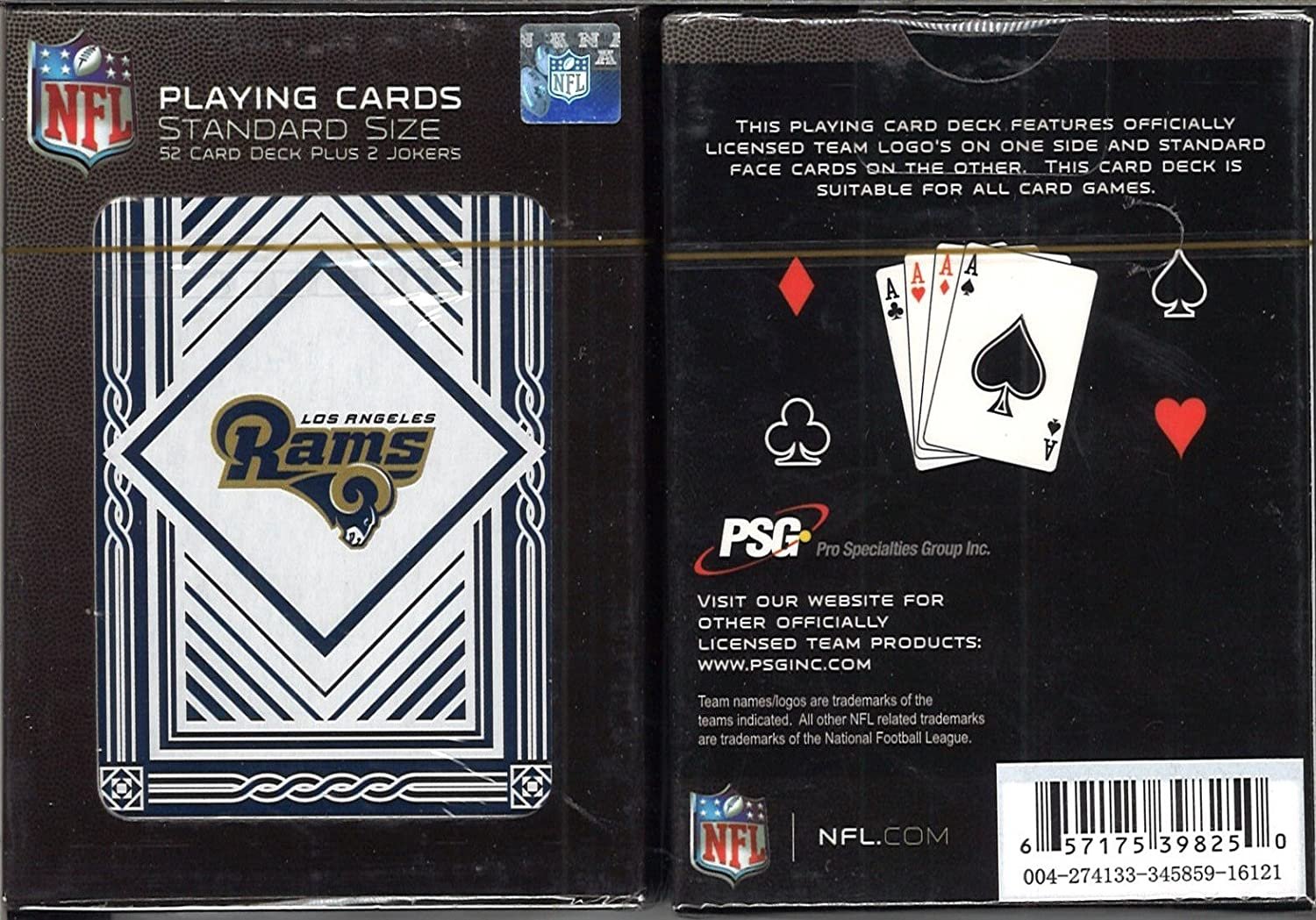 NFL LOS ANGELES RAMS PLAYING CARDS (CLASSIC BACK, ONE DECK)