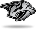 Nashville Predators Auto Emblem, Silver Chrome Color, Raised Molded Plastic, 3.5 Inch, Adhesive Tape Backing