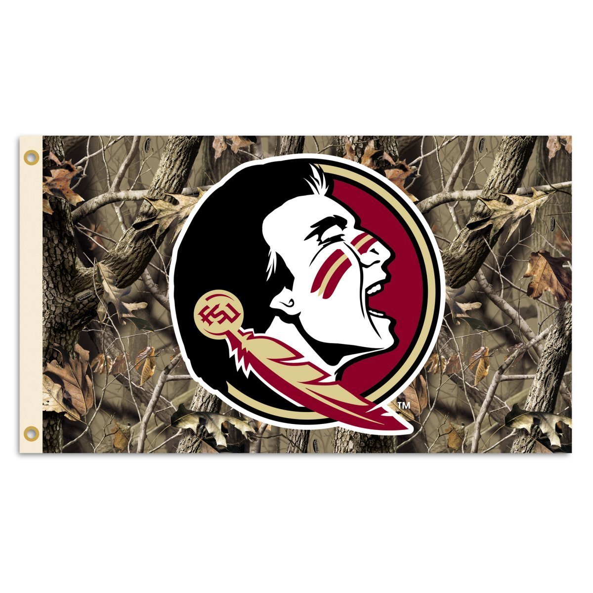 BSI NCAA Florida State Seminoles Flag with Grommets, 3' x 5', Realtree Camo Background