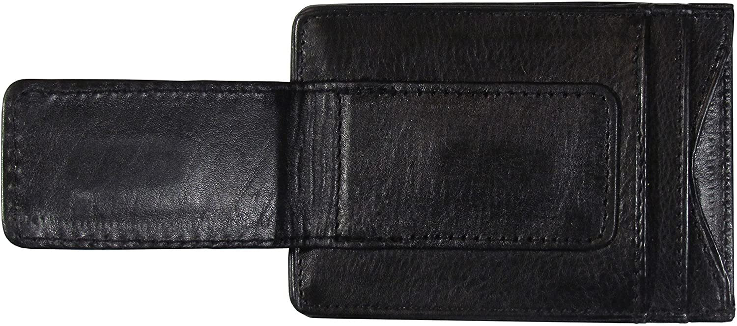 Carolina Hurricanes Black Leather Wallet, Front Pocket Magnetic Money Clip, Printed Logo