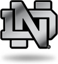 University of Notre Dame Fighting Irish Auto Emblem, Silver Chrome Color, Raised Molded Plastic, 3.5 Inch, Adhesive Tape Backing