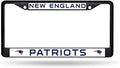 New England Patriots Black Metal License Plate Frame Chrome Tag Cover 6x12 Inch