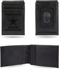Dallas Cowboys Premium Black Leather Wallet, Front Pocket Magnetic Money Clip, Laser Engraved, Vegan