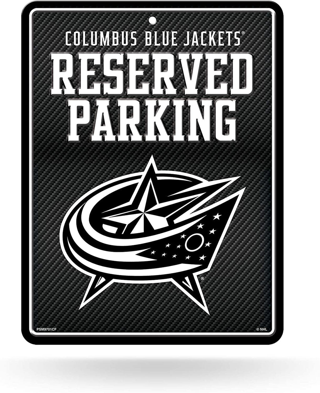 Columbus Blue Jackets Metal Parking Novelty Wall Sign 8.5 x 11 Inch Carbon Fiber Design