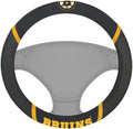 Boston Bruins Steering Wheel Cover Premium Embroidered Black 15 Inch