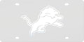 Detroit Lions Premium Laser Cut Tag License Plate, Frost Design, Mirrored Acrylic Inlaid, 6x12 Inch