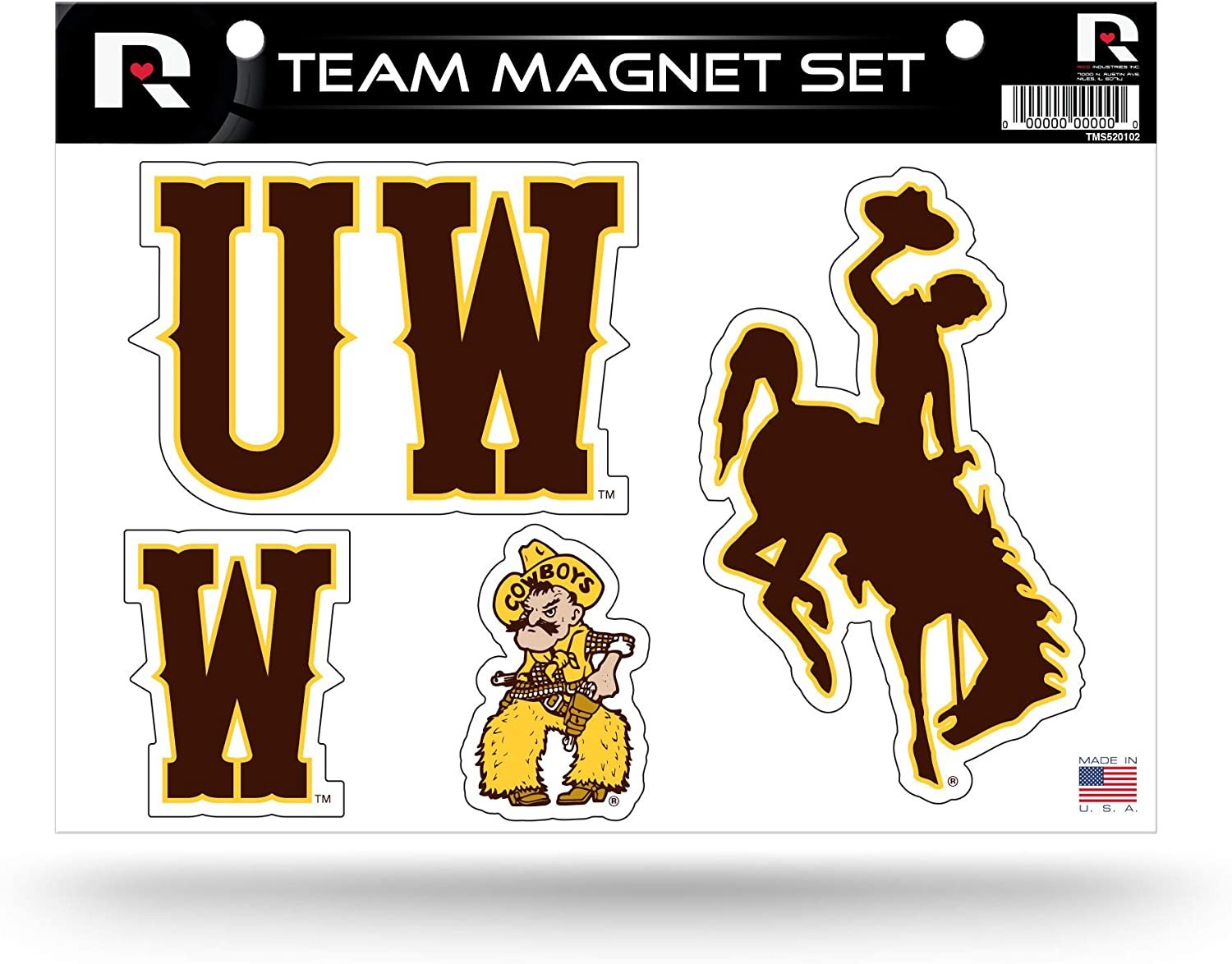 Wyoming Cowboys University of Die Cut Team Magnet Set Sheet 8x11 Inch
