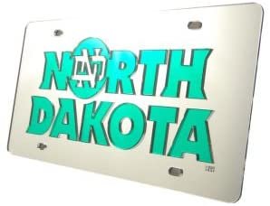 University of North Dakota Fighting Hawks Premium Laser Cut Tag License Plate, Mirrored Acrylic Inlaid, 6x12 Inch