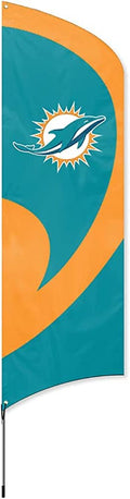 Miami Dolphins 8 Foot Tall Team Flag Tailgating Kit with Metal Pole