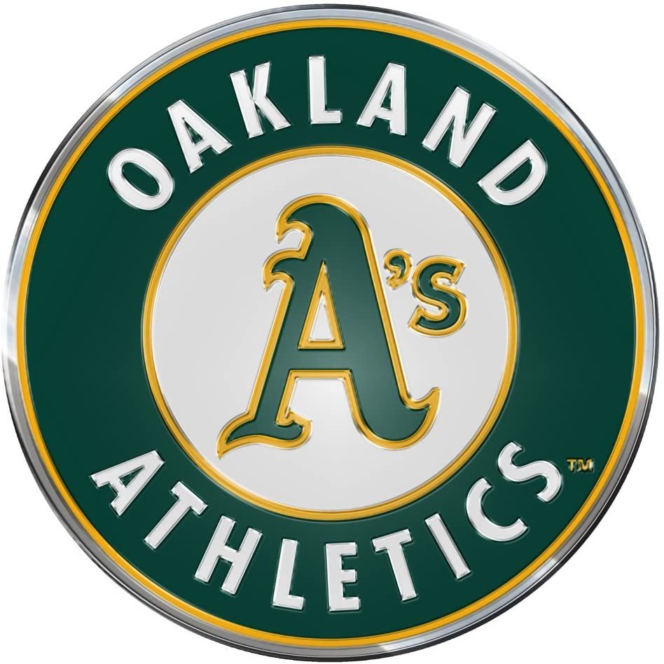 Oakland Athletics A's Auto Emblem, Aluminum Metal, Embossed Team Color, Raised Decal Sticker, Full Adhesive Backing