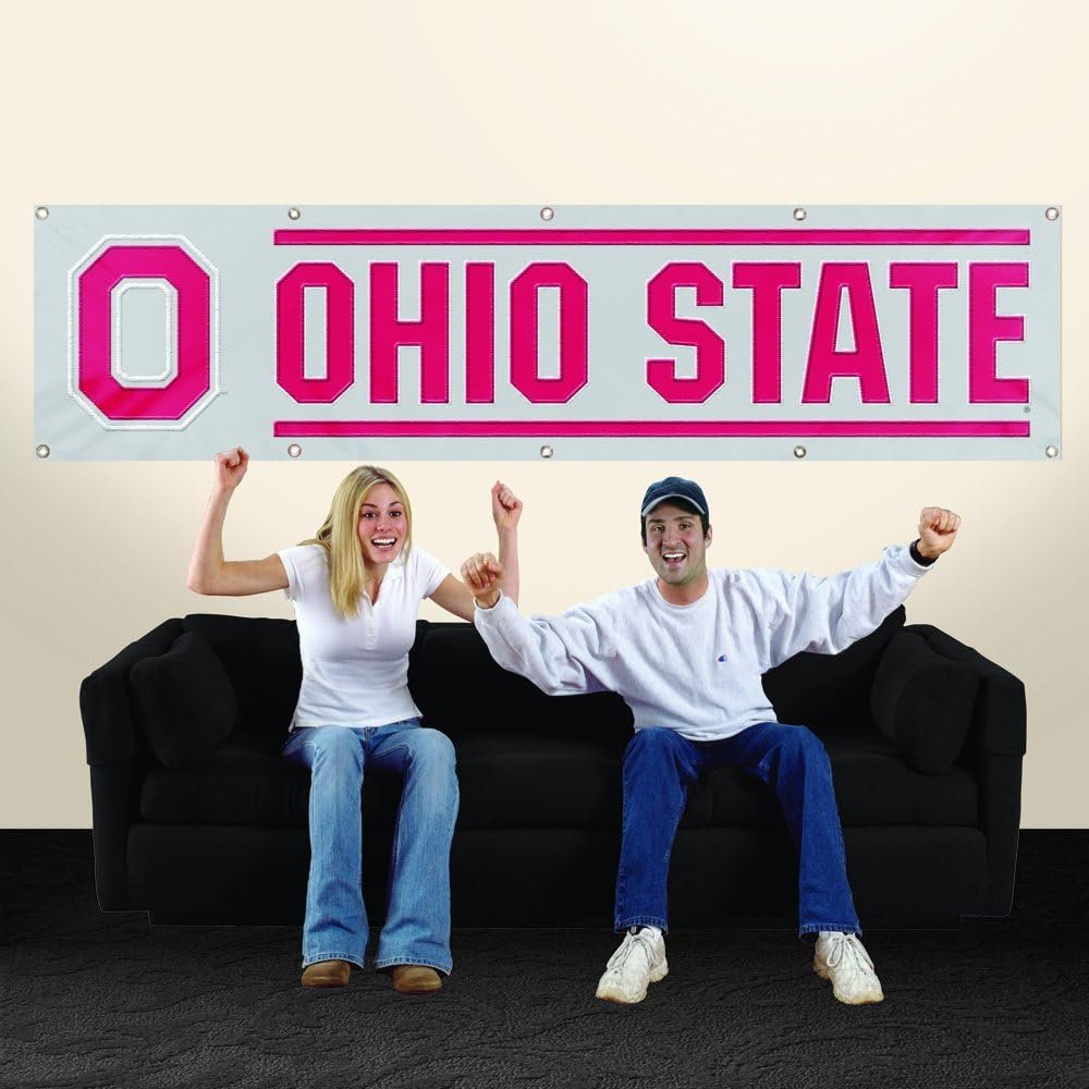 Ohio State University Buckeyes Giant 8x2 Flag Banner Embroidered Applique