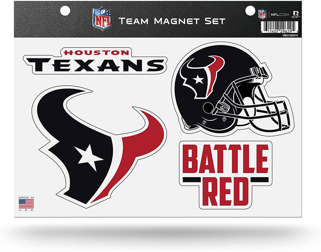 Rico Industries NFL Houston Texans 8.5" x 11" Team Magnet Set for Car, Refrigerator, Fridge, Locker, Office Cabinet