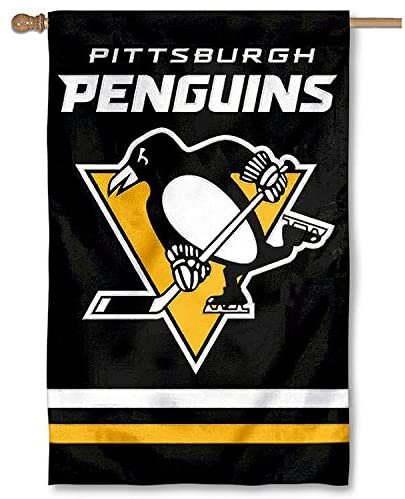 Pittsburgh Penguins Banner Flag Premium Double Sided Embroidered Applique 28x44 Inch