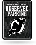 New Jersey Devils Metal Parking Novelty Wall Sign 8.5 x 11 Inch Carbon Fiber Design