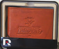 Pittsburgh Penguins 2017 Stanley Cup Champions Premium Brown Leather Wallet, Bifold Billfold, Embossed Laser Engraved