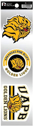 Arkansas Pine Bluff Golden Lions Triple Retro Decals Throwback Spirit Flat Vinyl Auto Home Sticker Sheet University of