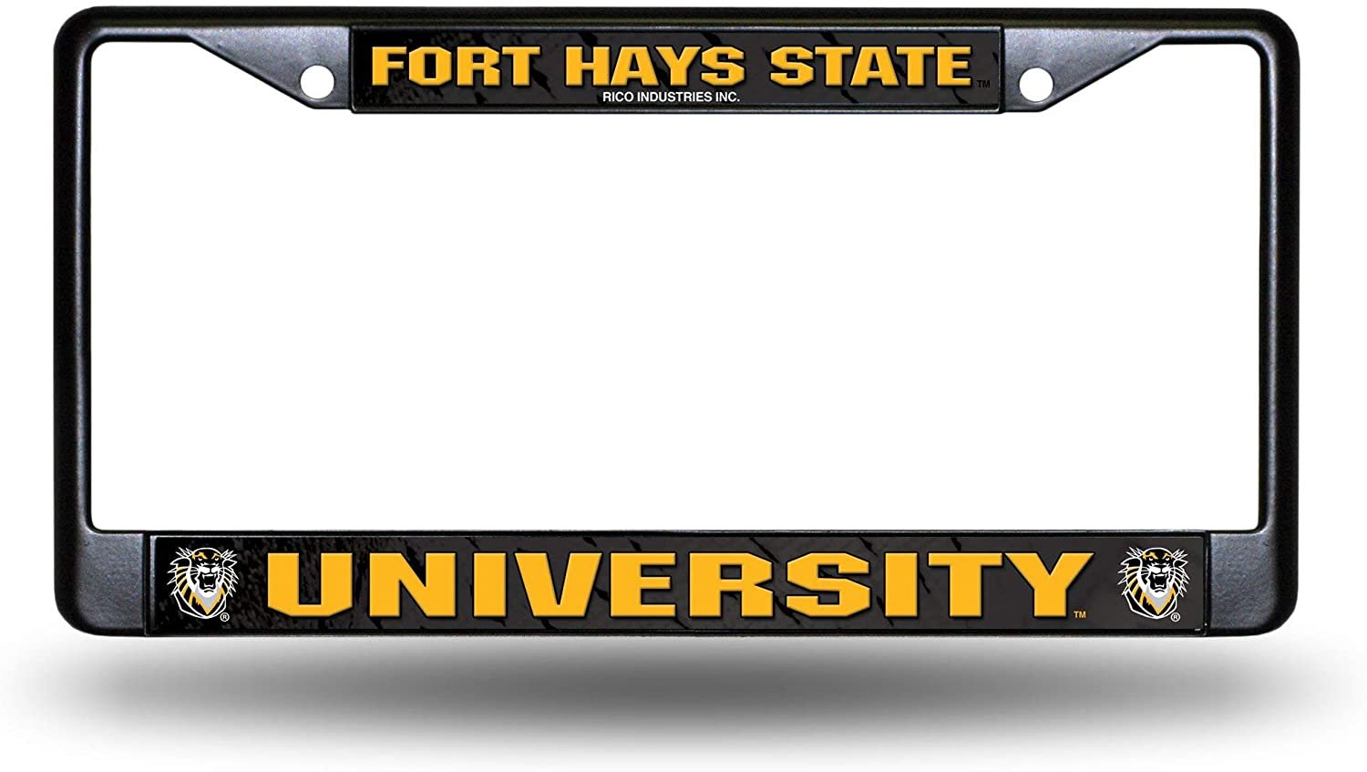 Fort Hays State University Tigers Black Metal License Plate Frame Chrome Tag Cover 6x12 Inch