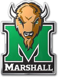 Marshall University Thundering Herd Auto Emblem, Aluminum Metal, Embossed Team Color, Raised Decal Sticker, Full Adhesive Backing