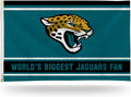 Jacksonville Jaguars 3x5 Feet Flag Banner, World's Biggest Fan, Metal Grommets, Single Sided, Indoor or Outdoor Use