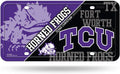 Texas Christian University Horned Frogs TCU Metal Auto Tag License Plate, Split Design, 6x12 Inch