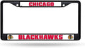 Chicago Blackhawks Black Metal License Plate Frame Chrome Tag Cover 6x12 Inch